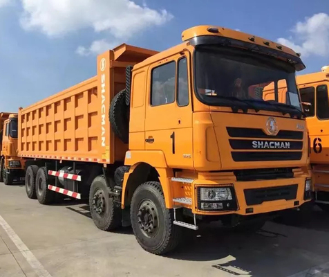 Heavy Duty Shacman F3000 8x4 Dump Truck Euro 2 Emission 380hp 10MT Diesel Tippers ระบบกันสะเทือนแบบไฮดรอลิกของ Cab