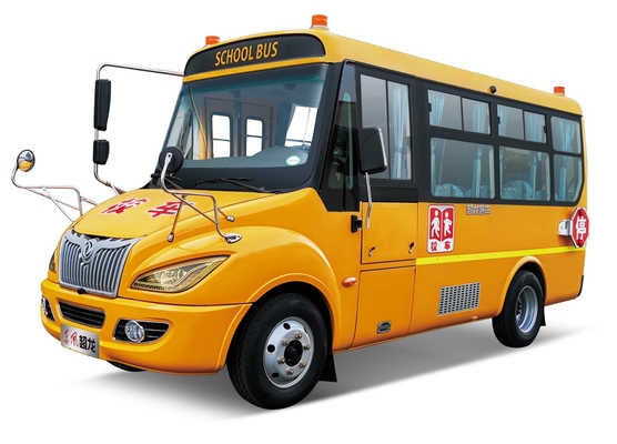 รถโรงเรียนประถมเด็ก 6m WEICHAI ดีเซล 120hp Standard ABS Yellow Shuttle Bus