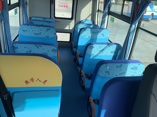 รถโรงเรียนประถมเด็ก 6m WEICHAI ดีเซล 120hp Standard ABS Yellow Shuttle Bus